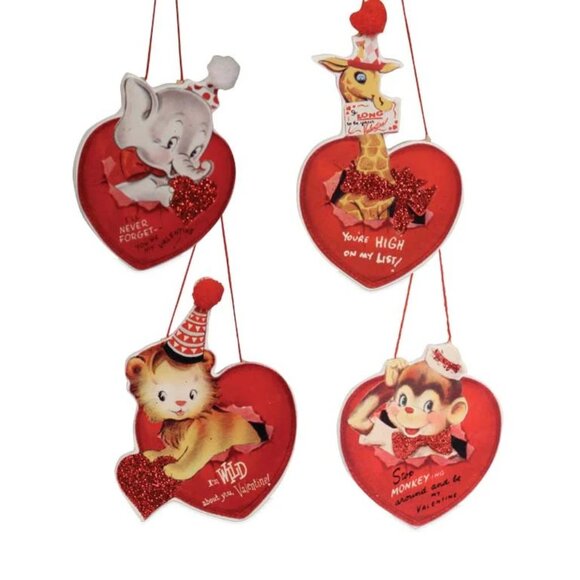 Bethany Lowe Wild About You Valentine's Day Ornaments - Set of 4 - Picture 1 of 7